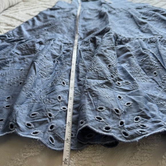 Christopher & Banks NWT Denim Chambray Eyelet Modest Midi Sleeveless Dress Med - Picture 9 of 13